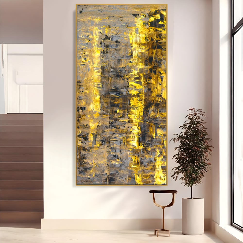 LuxCanva Premium Leinwand Wandkunst® C1058, Gold und Braun Malerei Abstrakt, Gold und Braun Malerei Abstrakt, Esszimmer, Wohnzimmer, entspannend, lebendige Farben