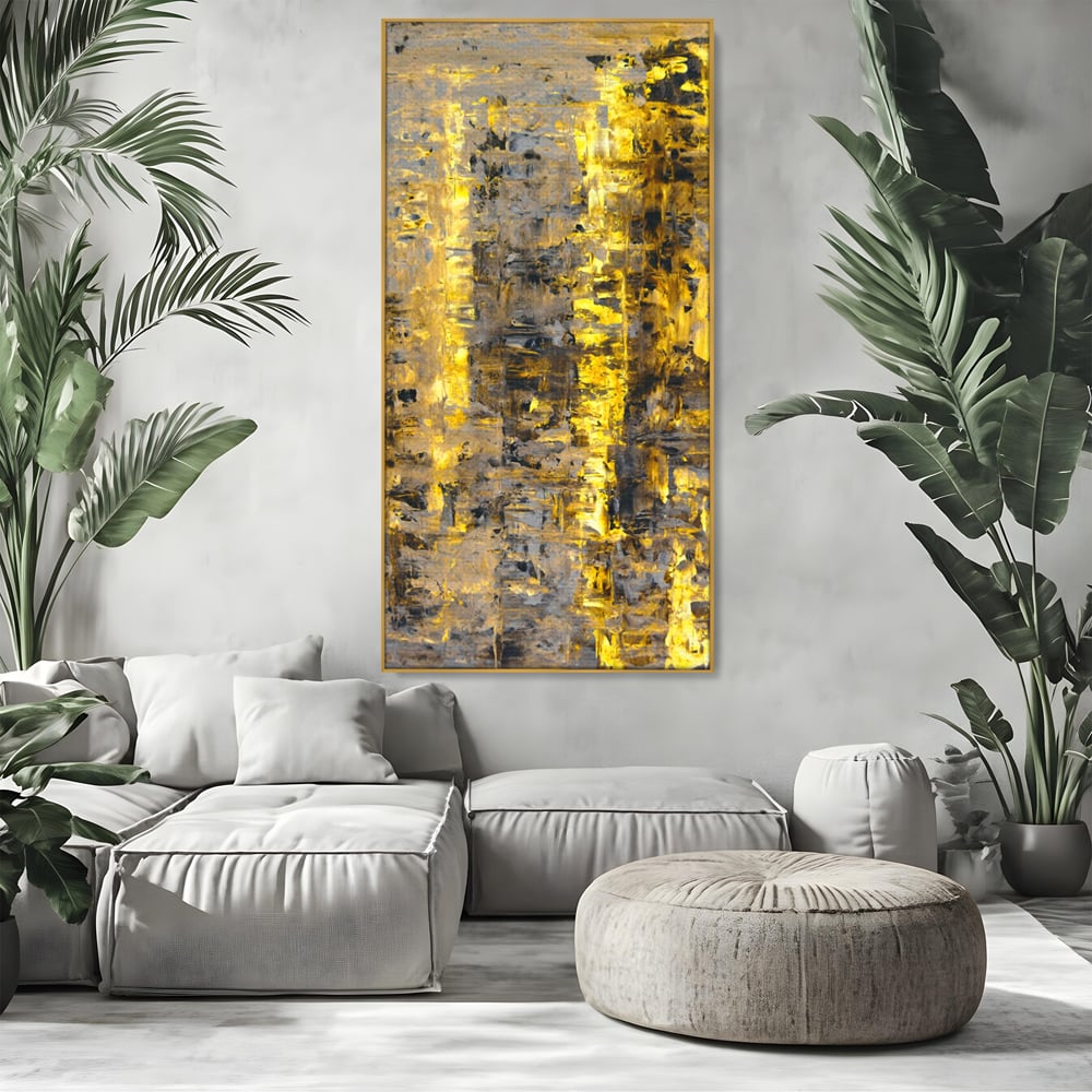 LuxCanva Premium Leinwand Wandkunst® C1058, Gold und Braun Malerei Abstrakt, Gold und Braun Malerei Abstrakt, Esszimmer, Wohnzimmer, entspannend, lebendige Farben