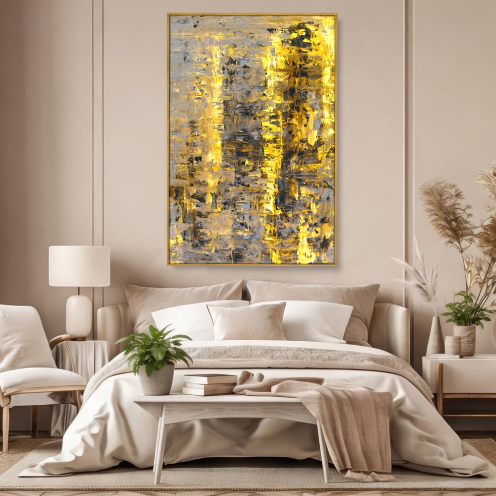 LuxCanva Premium Leinwand Wandkunst® C1058, Gold und Braun Malerei Abstrakt, Gold und Braun Malerei Abstrakt, Esszimmer, Wohnzimmer, entspannend, lebendige Farben