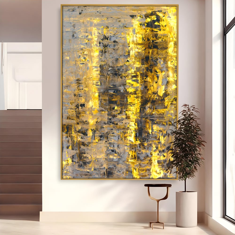 LuxCanva Premium Leinwand Wandkunst® C1058, Gold und Braun Malerei Abstrakt, Gold und Braun Malerei Abstrakt, Esszimmer, Wohnzimmer, entspannend, lebendige Farben