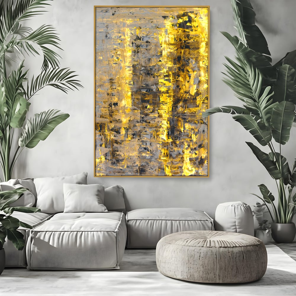 LuxCanva Premium Leinwand Wandkunst® C1058, Gold und Braun Malerei Abstrakt, Gold und Braun Malerei Abstrakt, Esszimmer, Wohnzimmer, entspannend, lebendige Farben