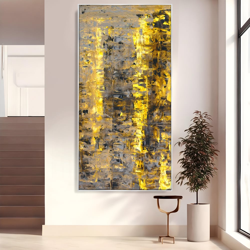 LuxCanva Premium Leinwand Wandkunst® C1058, Gold und Braun Malerei Abstrakt, Gold und Braun Malerei Abstrakt, Esszimmer, Wohnzimmer, entspannend, lebendige Farben