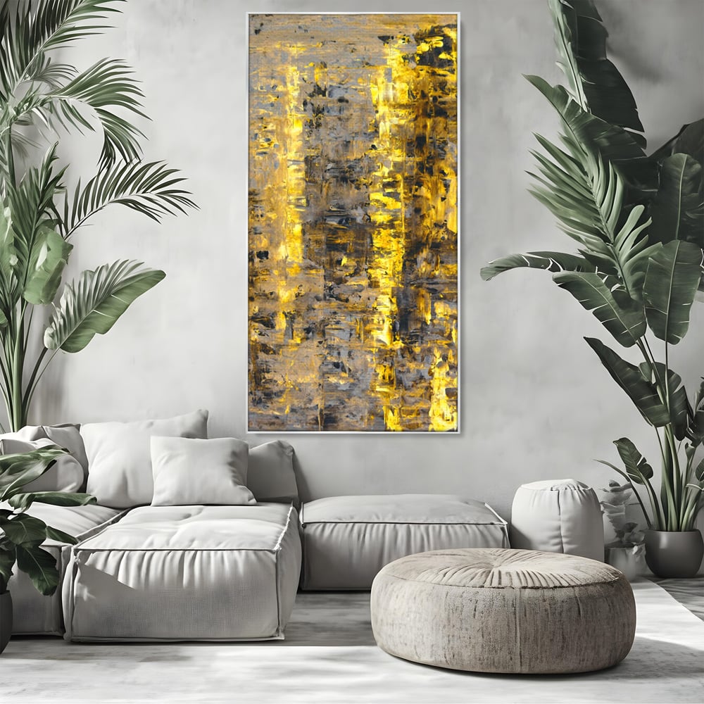 LuxCanva Premium Leinwand Wandkunst® C1058, Gold und Braun Malerei Abstrakt, Gold und Braun Malerei Abstrakt, Esszimmer, Wohnzimmer, entspannend, lebendige Farben