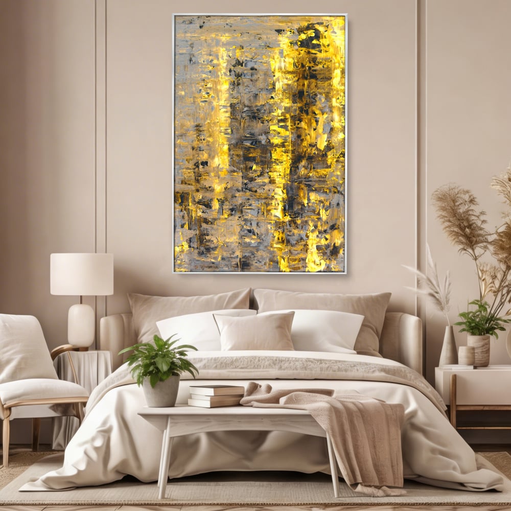 LuxCanva Premium Leinwand Wandkunst® C1058, Gold und Braun Malerei Abstrakt, Gold und Braun Malerei Abstrakt, Esszimmer, Wohnzimmer, entspannend, lebendige Farben