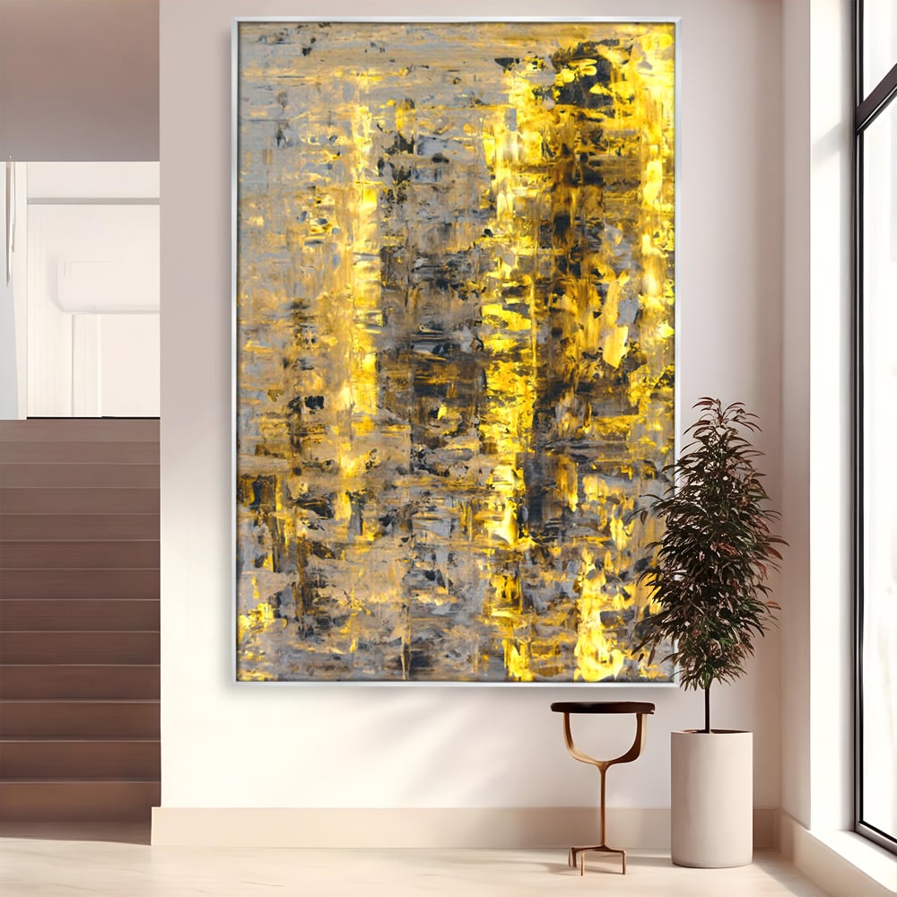 LuxCanva Premium Leinwand Wandkunst® C1058, Gold und Braun Malerei Abstrakt, Gold und Braun Malerei Abstrakt, Esszimmer, Wohnzimmer, entspannend, lebendige Farben