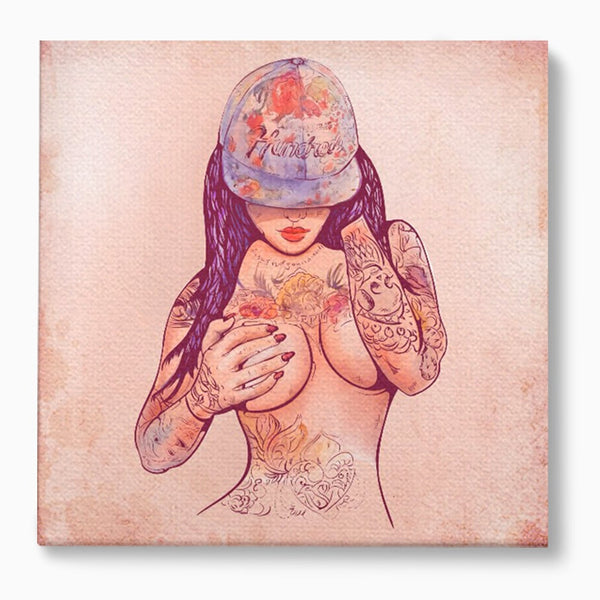 Tablou Canvas Premium LuxCanva® C1059, Sexy Girl Nude With Tattoos , Sexy Girl, Tattoo, Bedroom, Bar, Relaxare