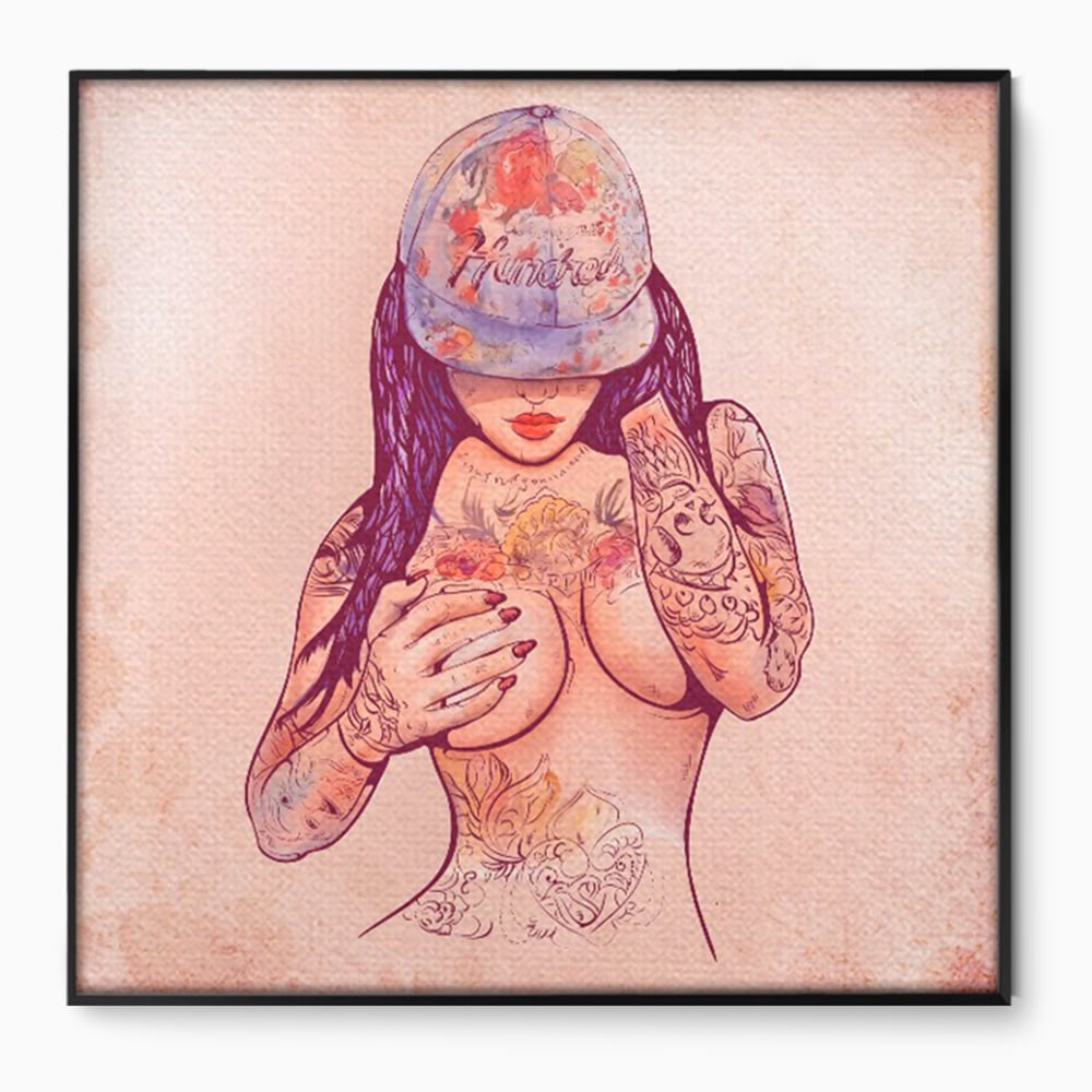 Tablou Canvas Premium LuxCanva® C1059, Sexy Girl Nude With Tattoos , Sexy Girl, Tattoo, Bedroom, Bar, Relaxare