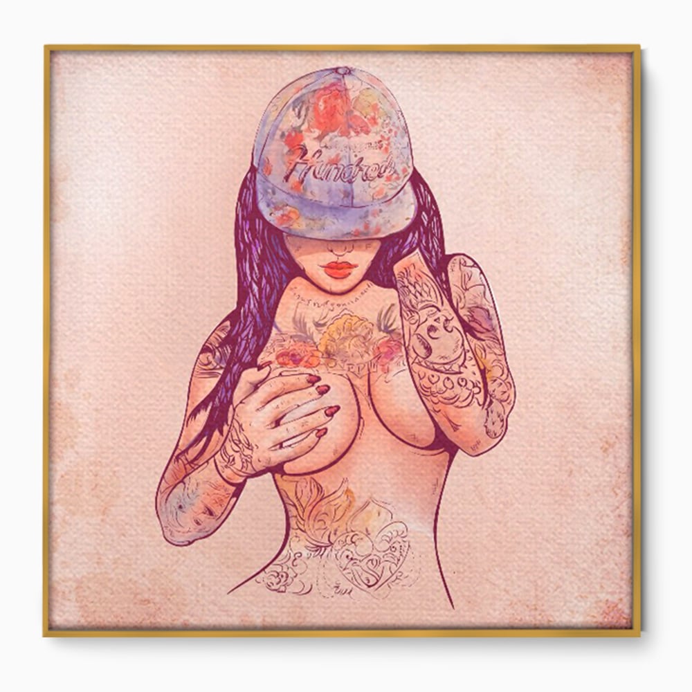 Tablou Canvas Premium LuxCanva® C1059, Sexy Girl Nude With Tattoos , Sexy Girl, Tattoo, Bedroom, Bar, Relaxare
