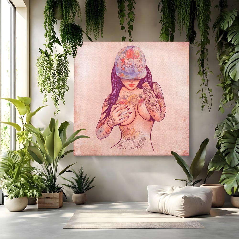 Tablou Canvas Premium LuxCanva® C1059, Sexy Girl Nude With Tattoos , Sexy Girl, Tattoo, Bedroom, Bar, Relaxare