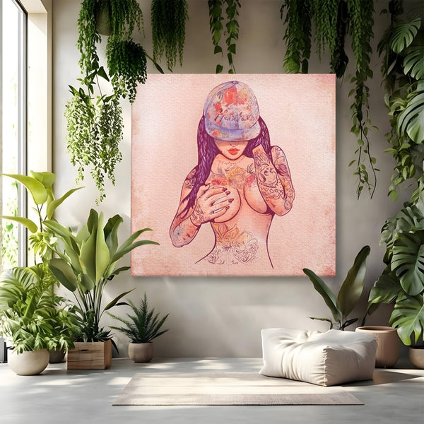 Tablou Canvas Premium LuxCanva® C1059, Sexy Girl Nude With Tattoos , Sexy Girl, Tattoo, Bedroom, Bar, Relaxare
