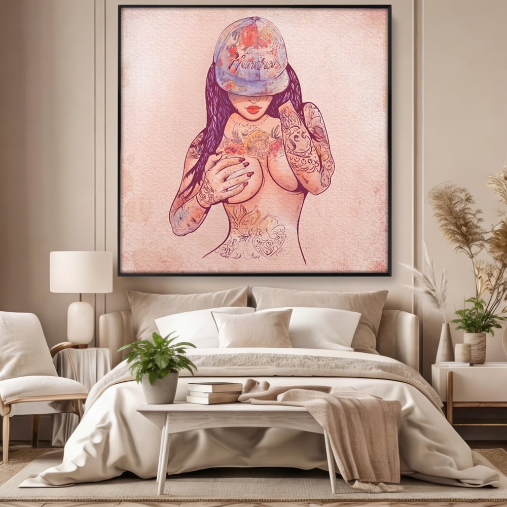 Tablou Canvas Premium LuxCanva® C1059, Sexy Girl Nude With Tattoos , Sexy Girl, Tattoo, Bedroom, Bar, Relaxare