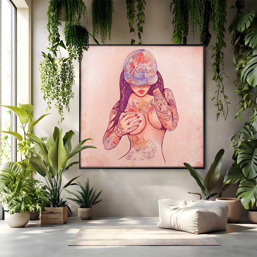 Tablou Canvas Premium LuxCanva® C1059, Sexy Girl Nude With Tattoos , Sexy Girl, Tattoo, Bedroom, Bar, Relaxare