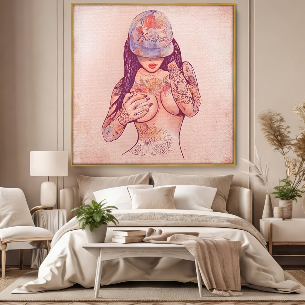 Tablou Canvas Premium LuxCanva® C1059, Sexy Girl Nude With Tattoos , Sexy Girl, Tattoo, Bedroom, Bar, Relaxare
