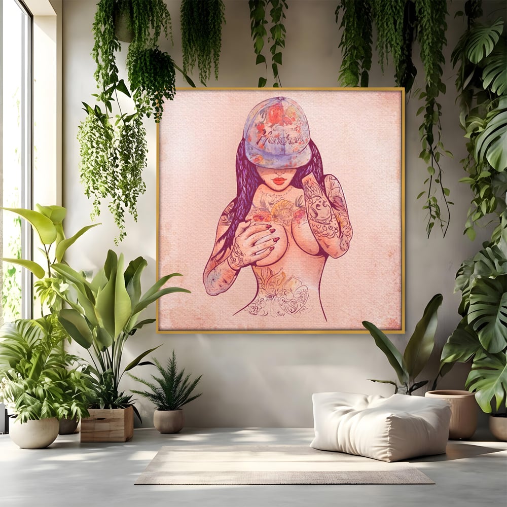 Tablou Canvas Premium LuxCanva® C1059, Sexy Girl Nude With Tattoos , Sexy Girl, Tattoo, Bedroom, Bar, Relaxare