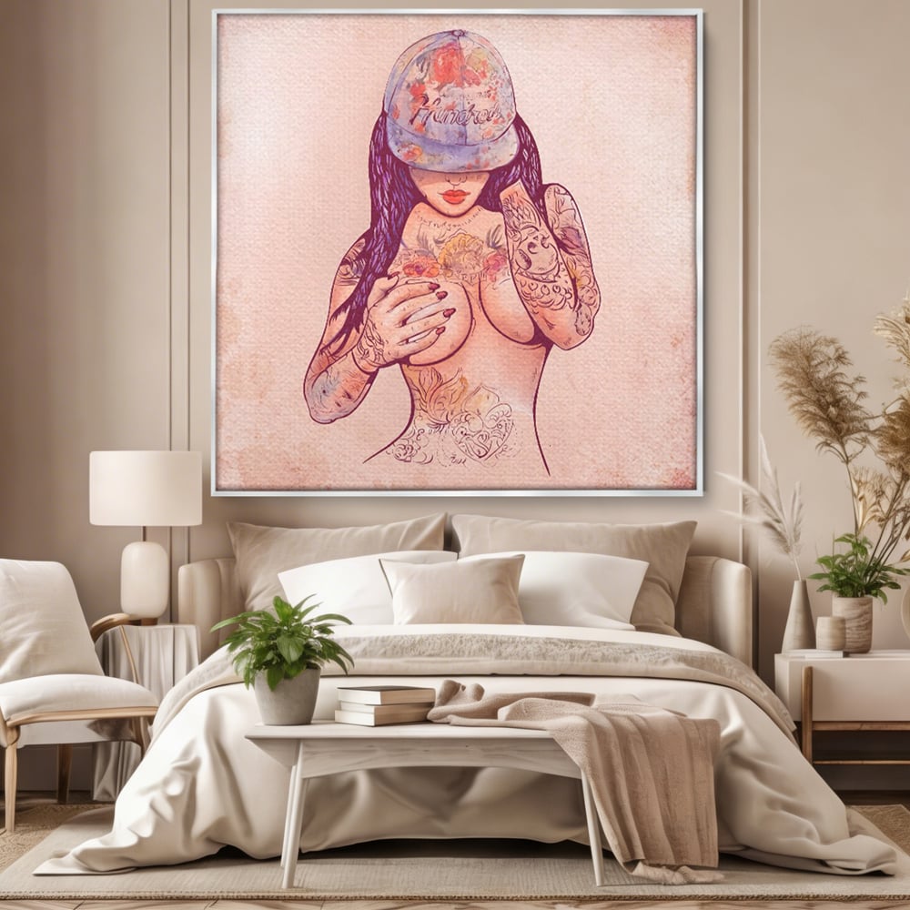 Tablou Canvas Premium LuxCanva® C1059, Sexy Girl Nude With Tattoos , Sexy Girl, Tattoo, Bedroom, Bar, Relaxare