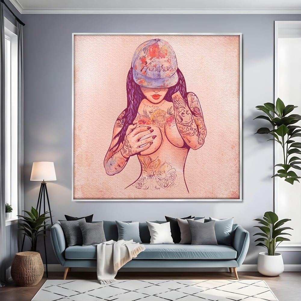 Tablou Canvas Premium LuxCanva® C1059, Sexy Girl Nude With Tattoos , Sexy Girl, Tattoo, Bedroom, Bar, Relaxare