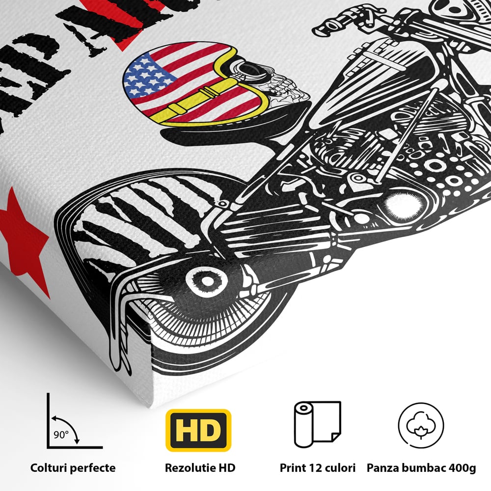 Tablou Canvas Premium LuxCanva® C1060, New York Police Department Badge , Motorcycle, New York, Game Room, Bar, Relaxare, Culori Vibrante