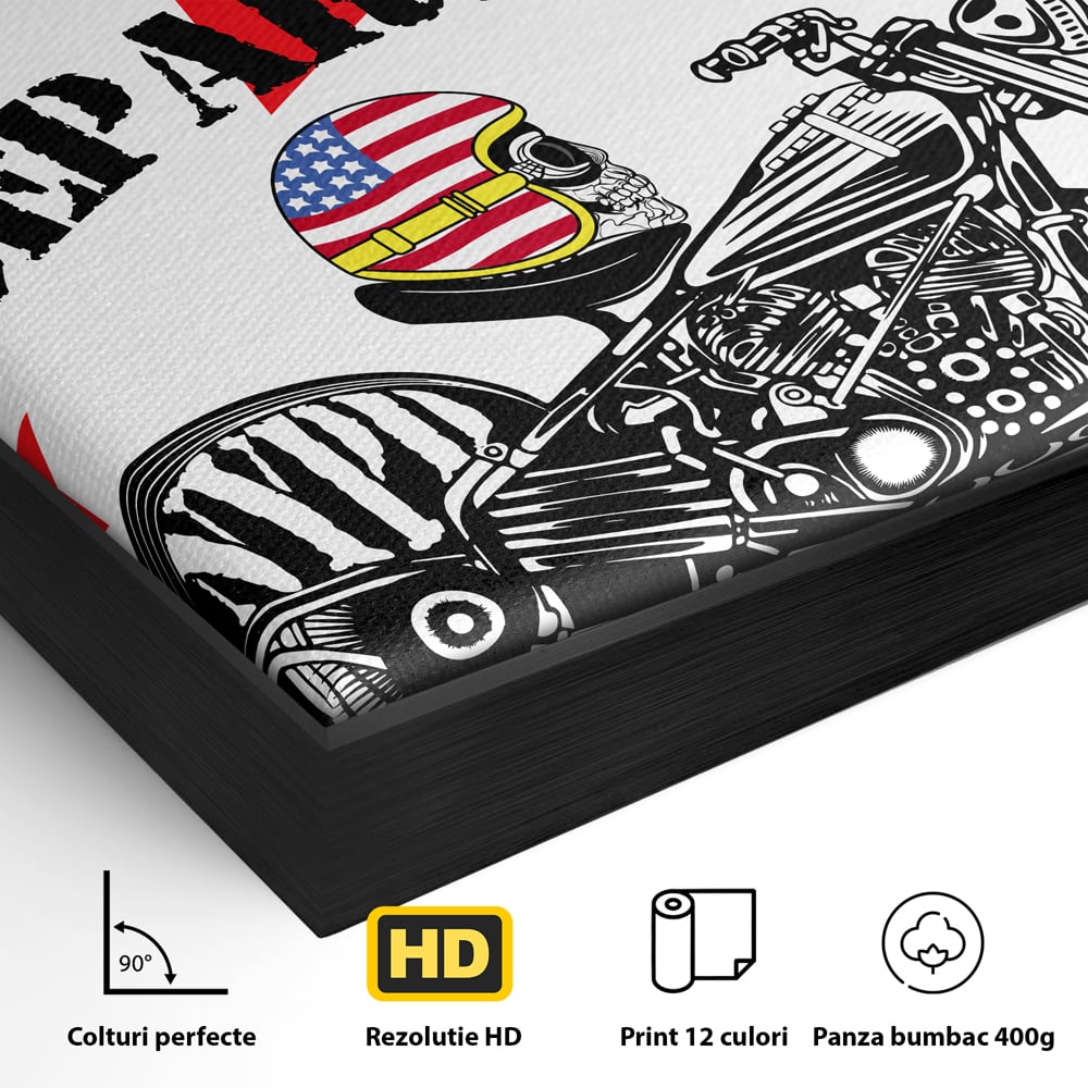 Tablou Canvas Premium LuxCanva® C1060, New York Police Department Badge , Motorcycle, New York, Game Room, Bar, Relaxare, Culori Vibrante