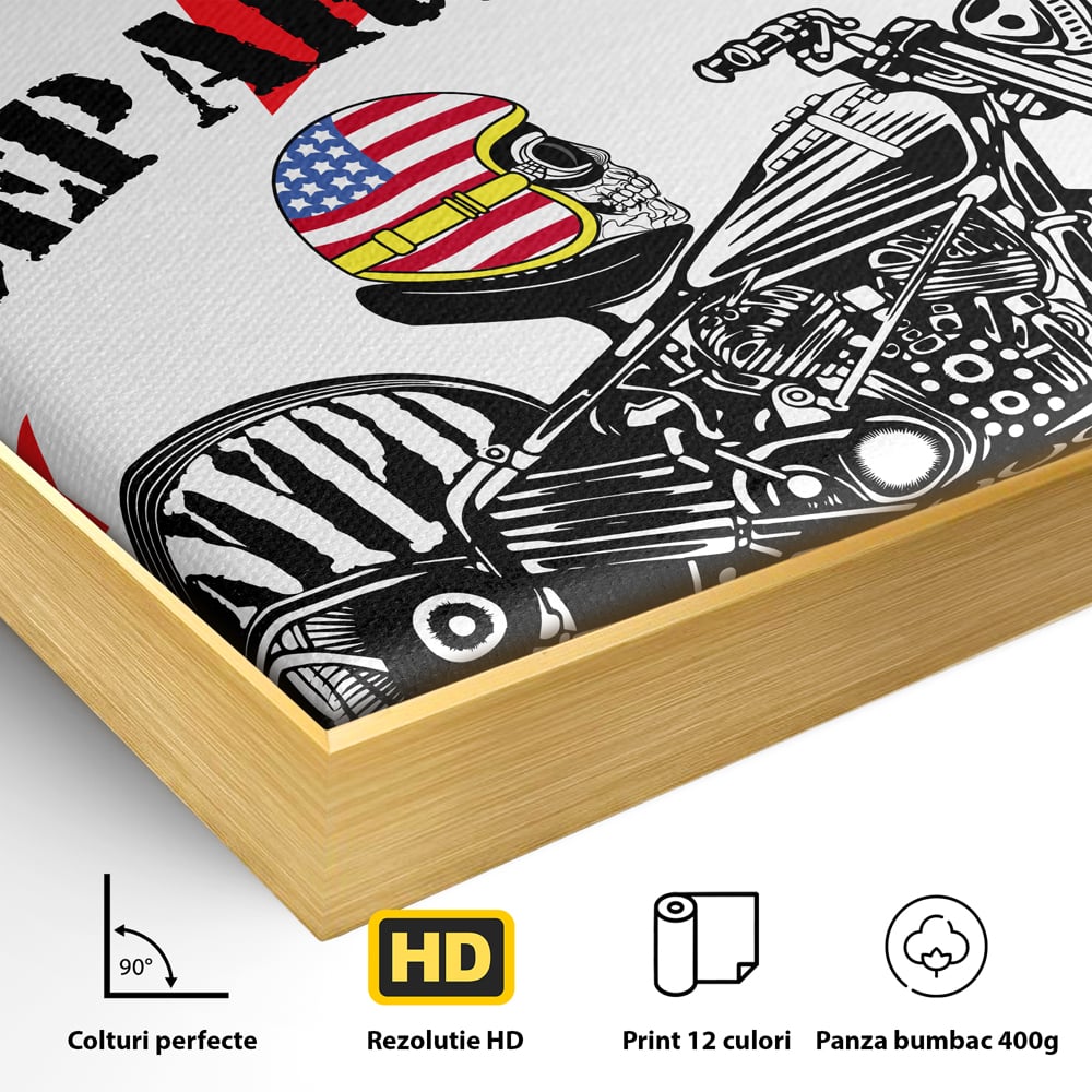 Tablou Canvas Premium LuxCanva® C1060, New York Police Department Badge , Motorcycle, New York, Game Room, Bar, Relaxare, Culori Vibrante