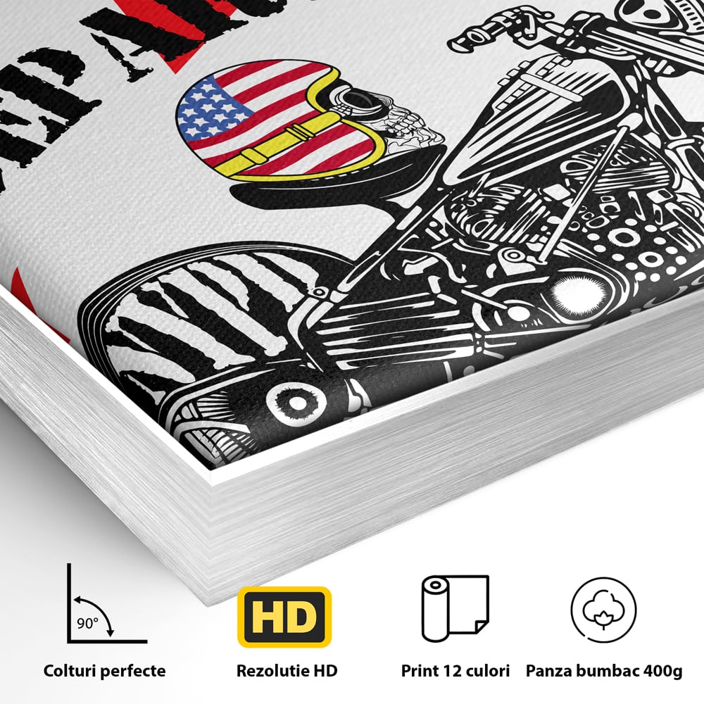 Tablou Canvas Premium LuxCanva® C1060, New York Police Department Badge , Motorcycle, New York, Game Room, Bar, Relaxare, Culori Vibrante