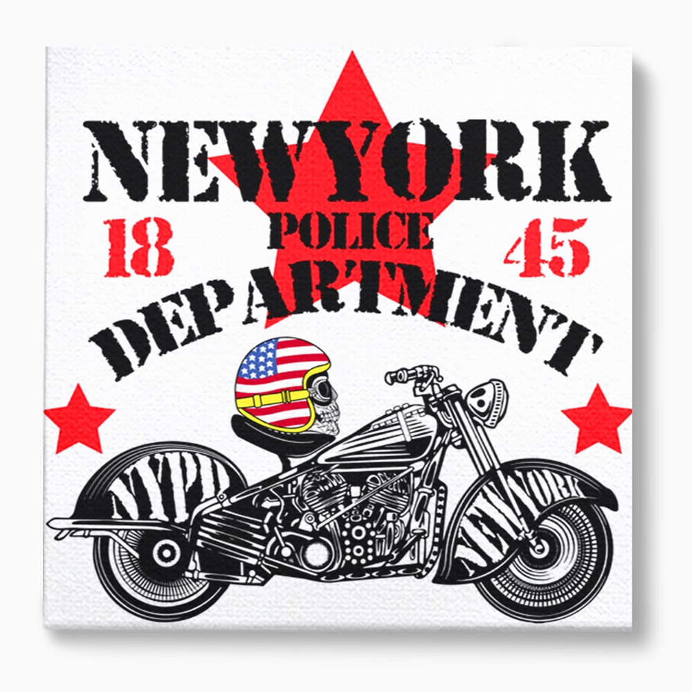 Tablou Canvas Premium LuxCanva® C1060, New York Police Department Badge , Motorcycle, New York, Game Room, Bar, Relaxare, Culori Vibrante