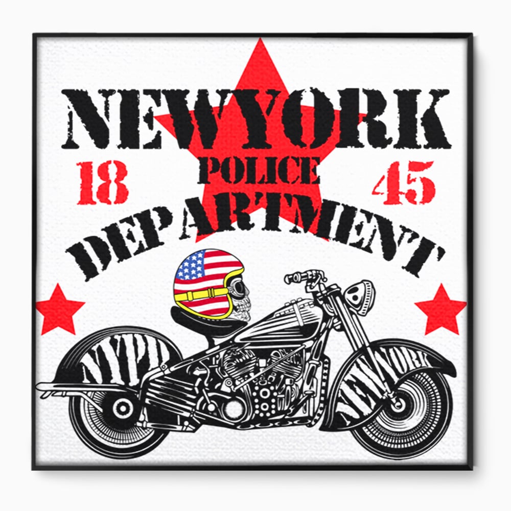 Tablou Canvas Premium LuxCanva® C1060, New York Police Department Badge , Motorcycle, New York, Game Room, Bar, Relaxare, Culori Vibrante