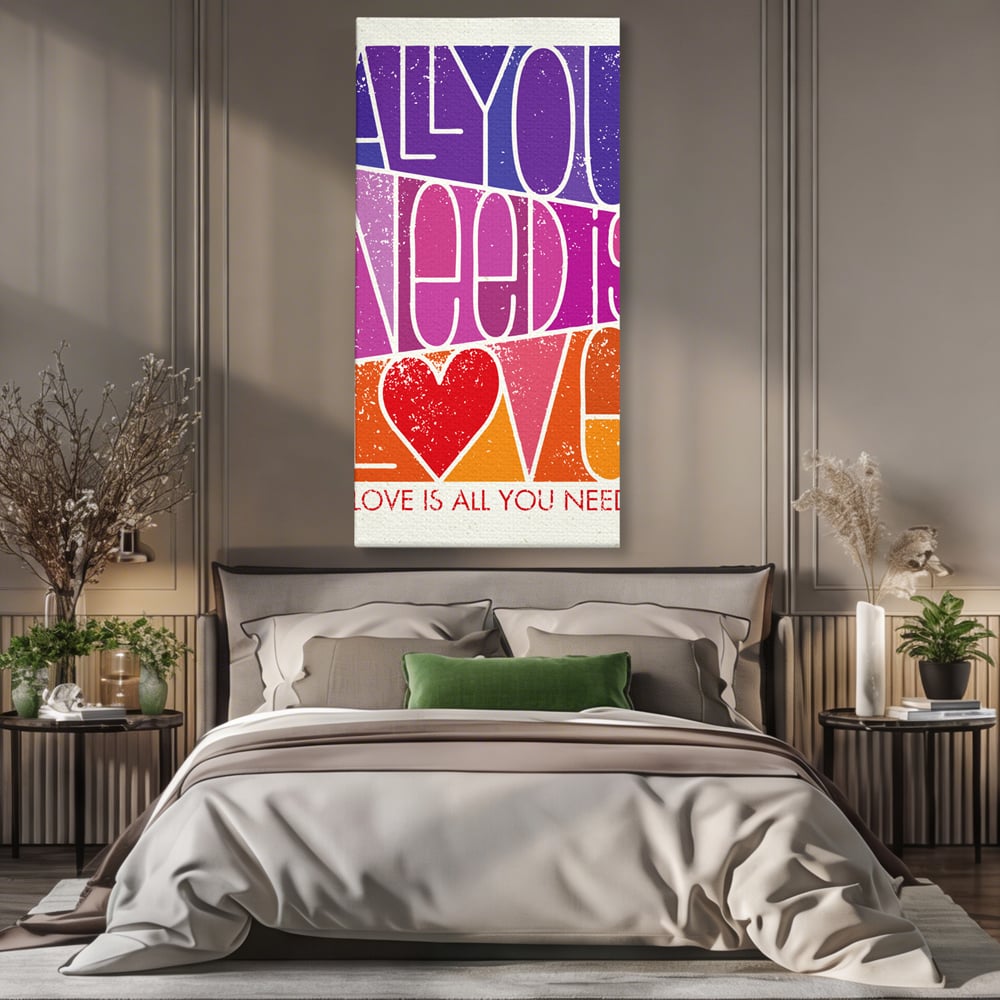 Tablou Canvas Premium LuxCanva® C1061, Dragostea Inseamna Tot , Mesaj, Dragoste, Living Room, Bedroom, Relaxare, Culori Vibrante