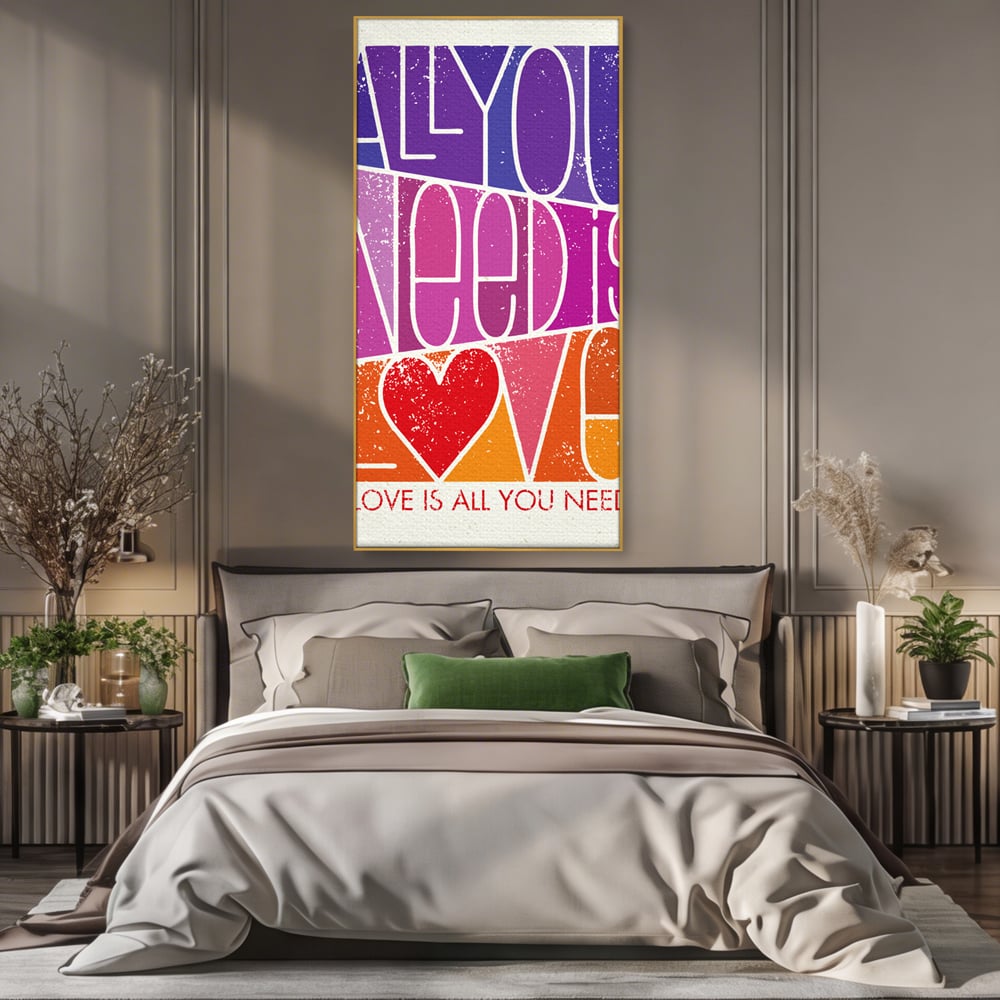 Tablou Canvas Premium LuxCanva® C1061, Dragostea Inseamna Tot , Mesaj, Dragoste, Living Room, Bedroom, Relaxare, Culori Vibrante