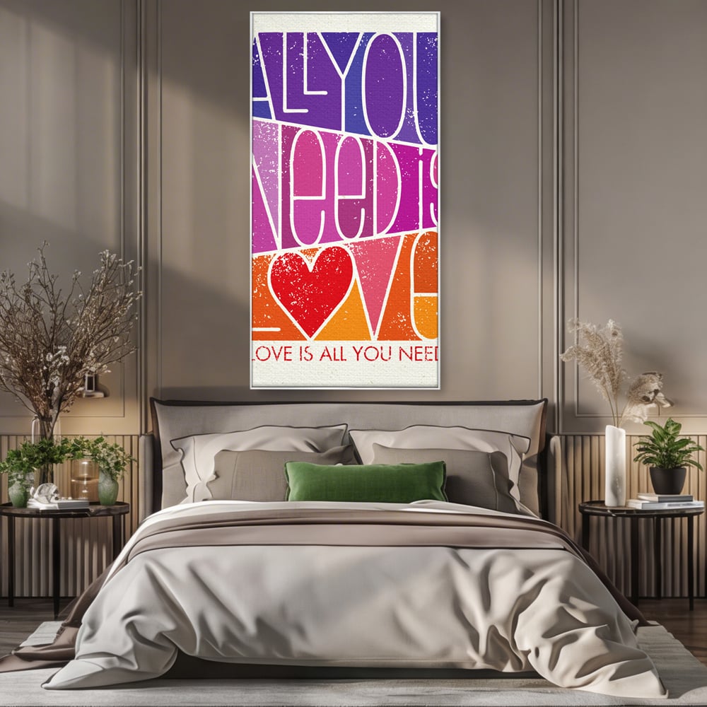 Tablou Canvas Premium LuxCanva® C1061, Dragostea Inseamna Tot , Mesaj, Dragoste, Living Room, Bedroom, Relaxare, Culori Vibrante