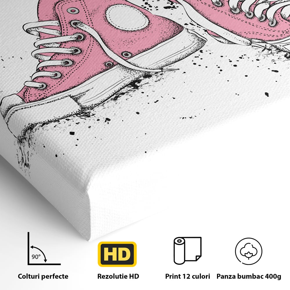 Tablou Canvas Premium LuxCanva® C1062, Pink Shoes , Adidasi, Mesaj, Camera Copilului, Game Room, Relaxare, Culori Vibrante