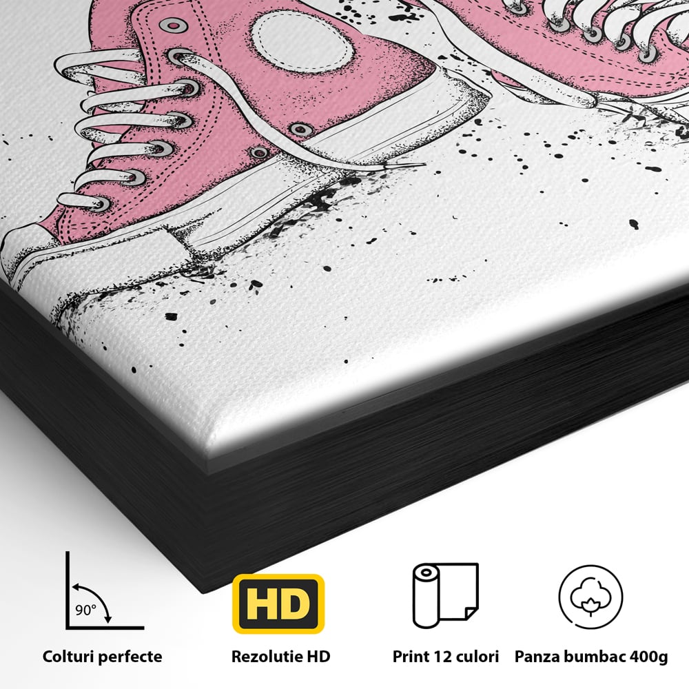 Tablou Canvas Premium LuxCanva® C1062, Pink Shoes , Adidasi, Mesaj, Camera Copilului, Game Room, Relaxare, Culori Vibrante