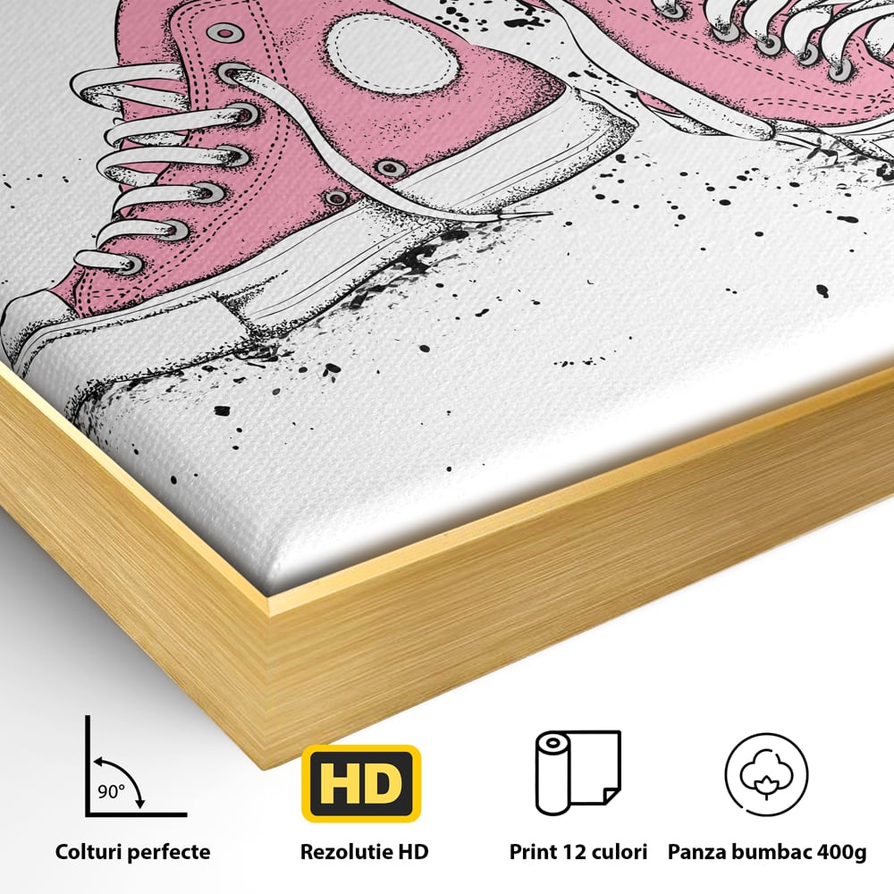 Tablou Canvas Premium LuxCanva® C1062, Pink Shoes , Adidasi, Mesaj, Camera Copilului, Game Room, Relaxare, Culori Vibrante