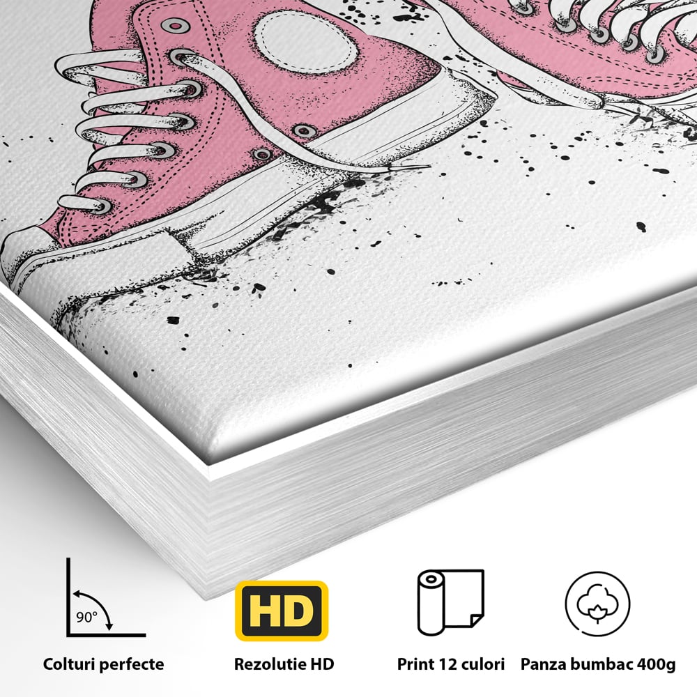 Tablou Canvas Premium LuxCanva® C1062, Pink Shoes , Adidasi, Mesaj, Camera Copilului, Game Room, Relaxare, Culori Vibrante