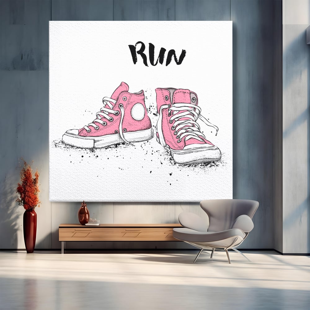 Tablou Canvas Premium LuxCanva® C1062, Pink Shoes , Adidasi, Mesaj, Camera Copilului, Game Room, Relaxare, Culori Vibrante