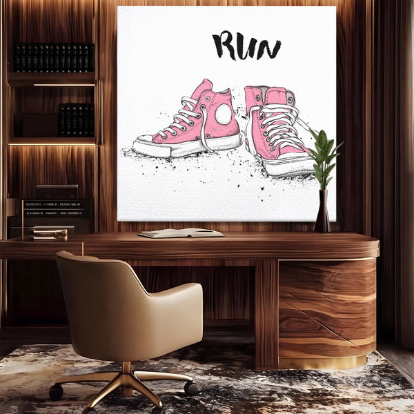 Tablou Canvas Premium LuxCanva® C1062, Pink Shoes , Adidasi, Mesaj, Camera Copilului, Game Room, Relaxare, Culori Vibrante