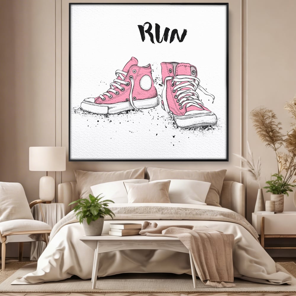 Tablou Canvas Premium LuxCanva® C1062, Pink Shoes , Adidasi, Mesaj, Camera Copilului, Game Room, Relaxare, Culori Vibrante