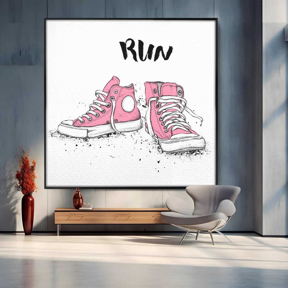 Tablou Canvas Premium LuxCanva® C1062, Pink Shoes , Adidasi, Mesaj, Camera Copilului, Game Room, Relaxare, Culori Vibrante
