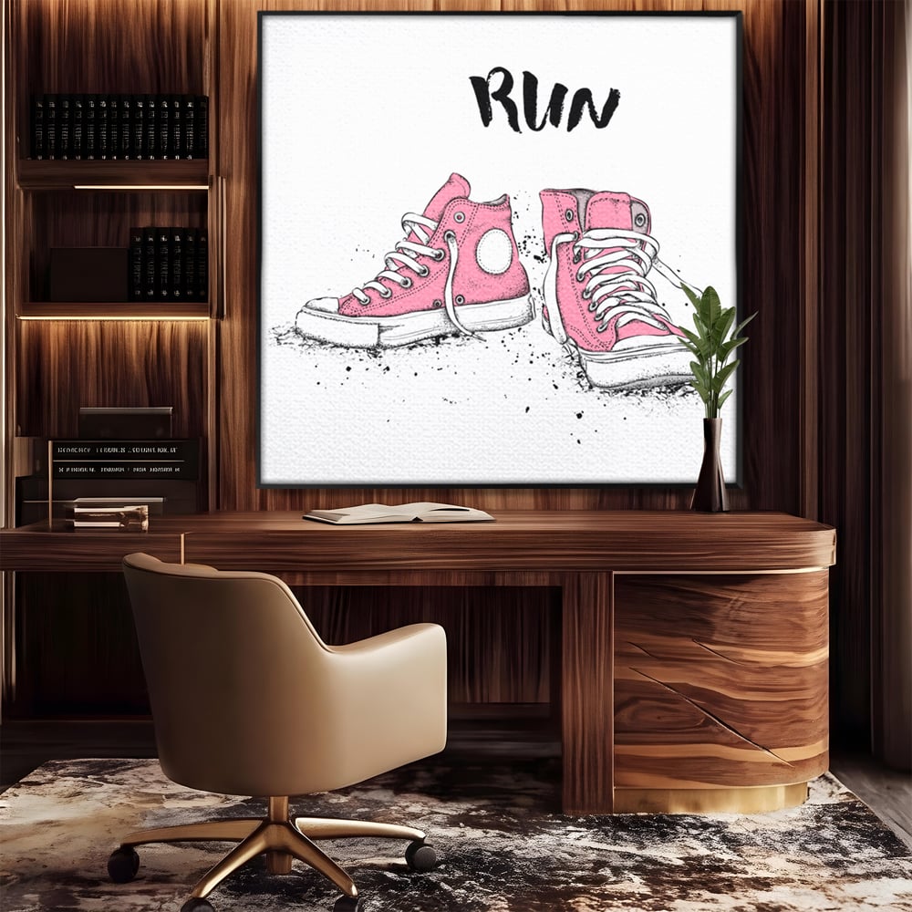 Tablou Canvas Premium LuxCanva® C1062, Pink Shoes , Adidasi, Mesaj, Camera Copilului, Game Room, Relaxare, Culori Vibrante
