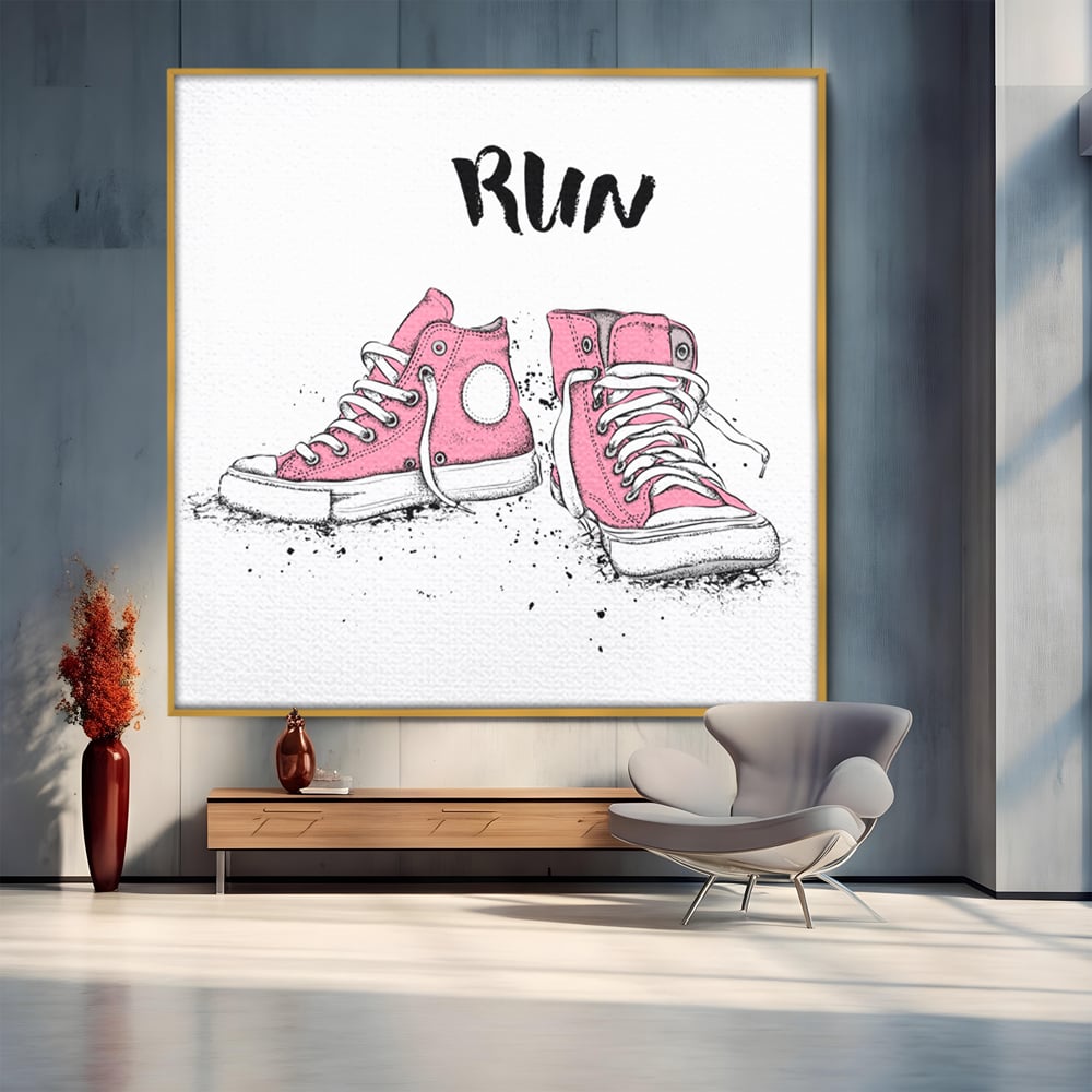 Tablou Canvas Premium LuxCanva® C1062, Pink Shoes , Adidasi, Mesaj, Camera Copilului, Game Room, Relaxare, Culori Vibrante