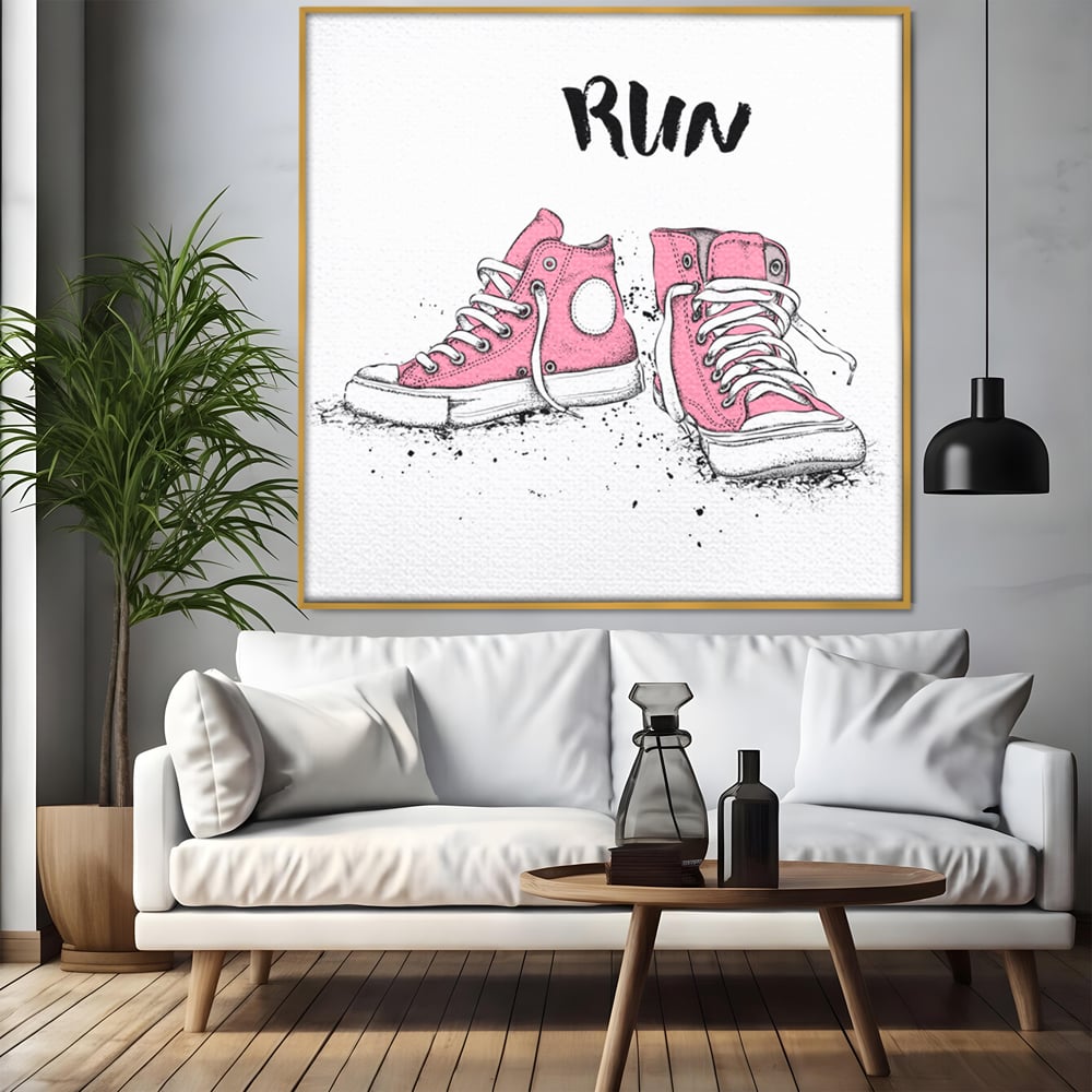 Tablou Canvas Premium LuxCanva® C1062, Pink Shoes , Adidasi, Mesaj, Camera Copilului, Game Room, Relaxare, Culori Vibrante