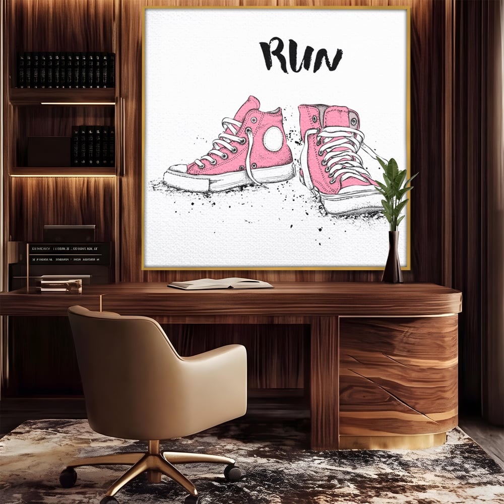 Tablou Canvas Premium LuxCanva® C1062, Pink Shoes , Adidasi, Mesaj, Camera Copilului, Game Room, Relaxare, Culori Vibrante