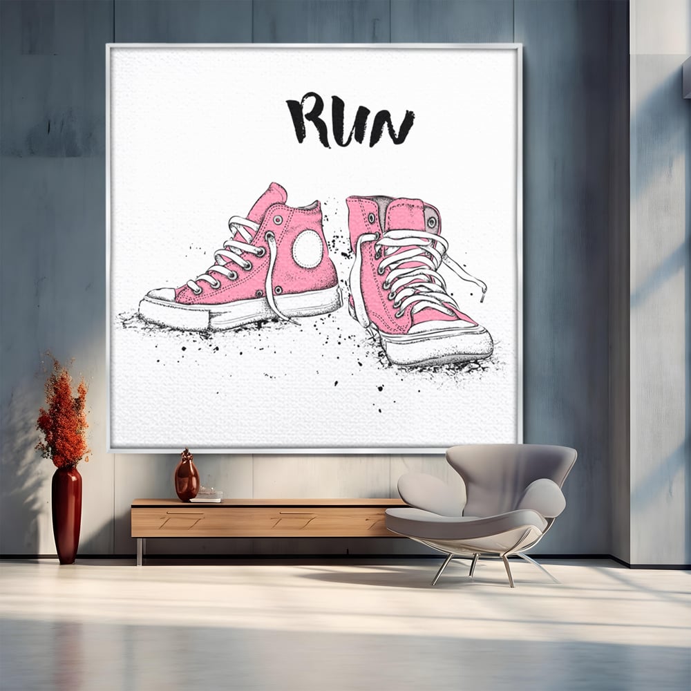 Tablou Canvas Premium LuxCanva® C1062, Pink Shoes , Adidasi, Mesaj, Camera Copilului, Game Room, Relaxare, Culori Vibrante