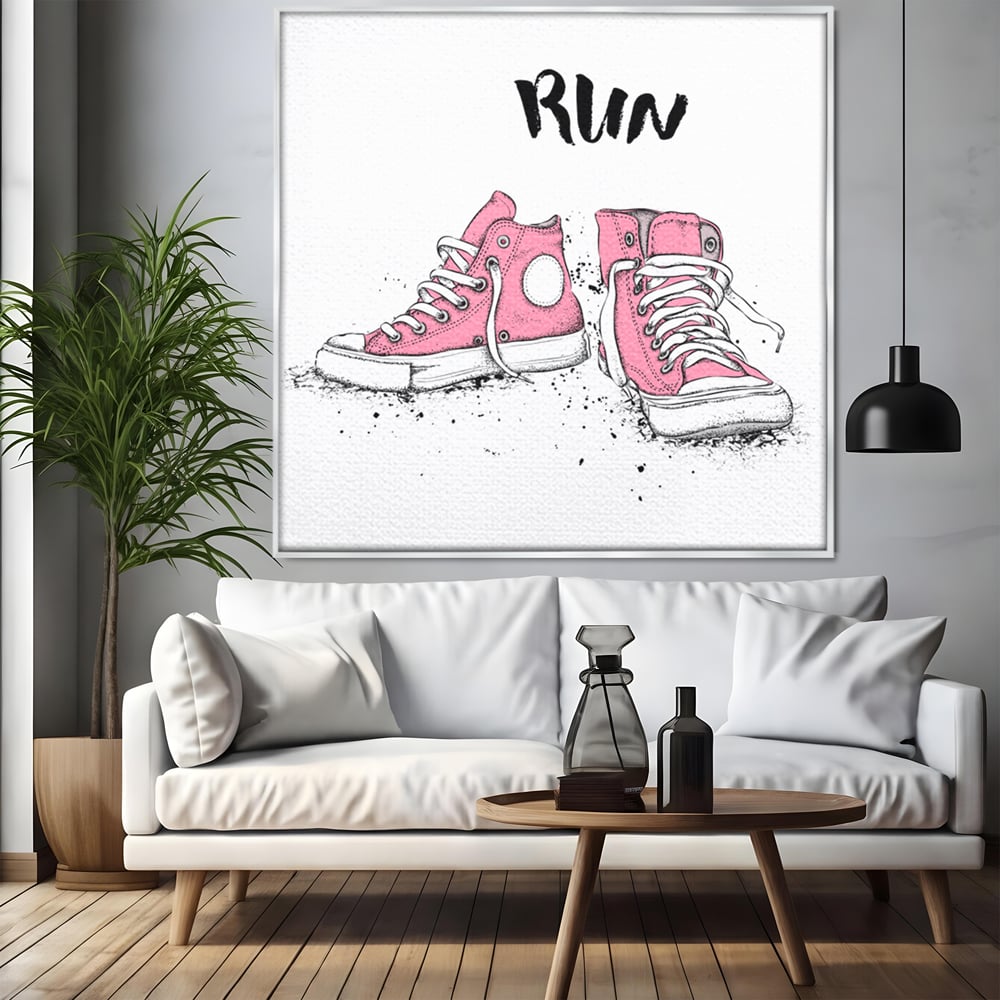 Tablou Canvas Premium LuxCanva® C1062, Pink Shoes , Adidasi, Mesaj, Camera Copilului, Game Room, Relaxare, Culori Vibrante