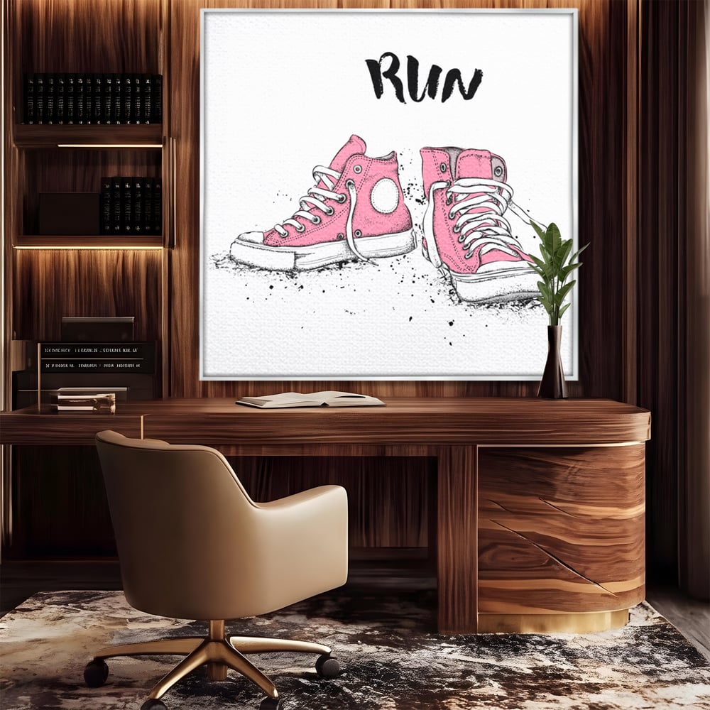 Tablou Canvas Premium LuxCanva® C1062, Pink Shoes , Adidasi, Mesaj, Camera Copilului, Game Room, Relaxare, Culori Vibrante