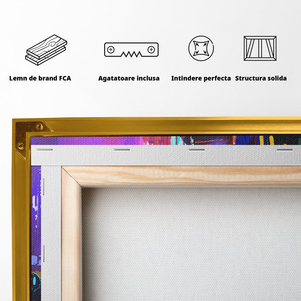 Tablou Canvas Premium LuxCanva® C1063, Downtown Night Walk , Oameni, Lumini, Oras, Living Room, Game Room, Bar Relaxare, Culori Vibrante