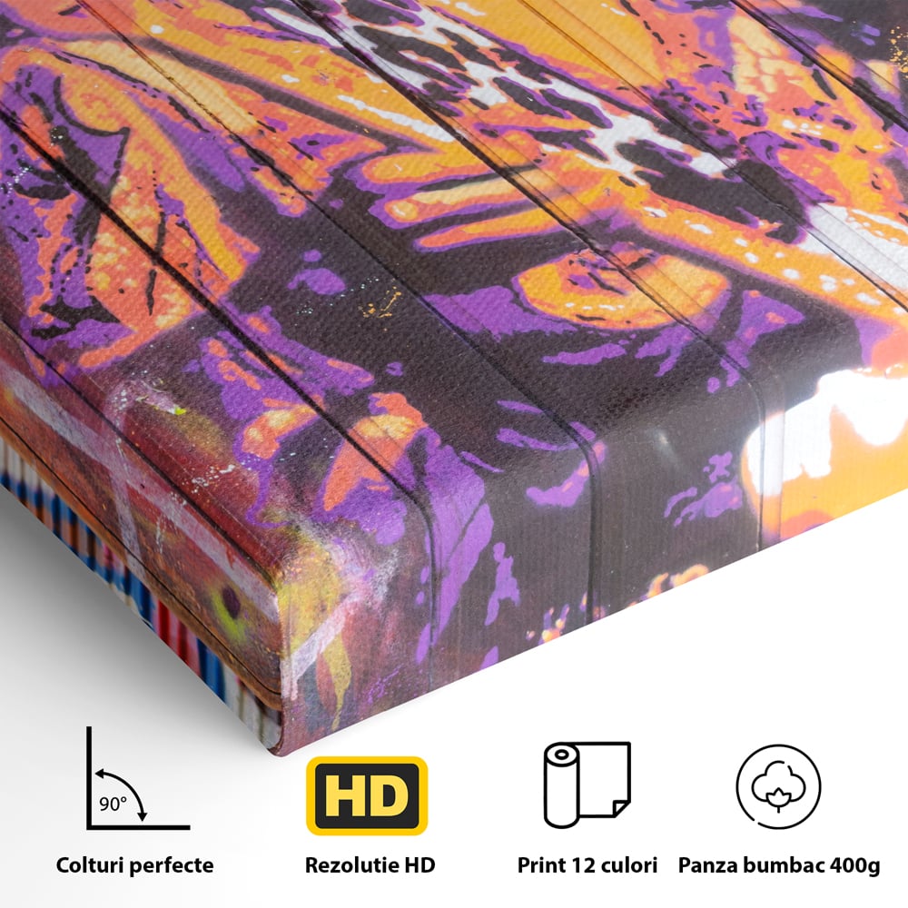 Tablou Canvas Premium, LuxCanva® C1065, Jimi Hendrix, Artist, Chitara, Muzician, Living Room, Office, Relaxare, Culori Vibrante
