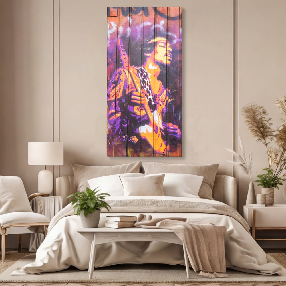 Tablou Canvas Premium, LuxCanva® C1065, Jimi Hendrix, Artist, Chitara, Muzician, Living Room, Office, Relaxare, Culori Vibrante