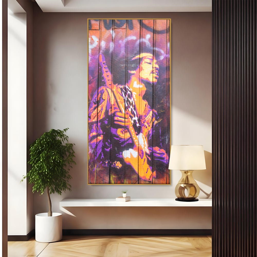 Tablou Canvas Premium, LuxCanva® C1065, Jimi Hendrix, Artist, Chitara, Muzician, Living Room, Office, Relaxare, Culori Vibrante