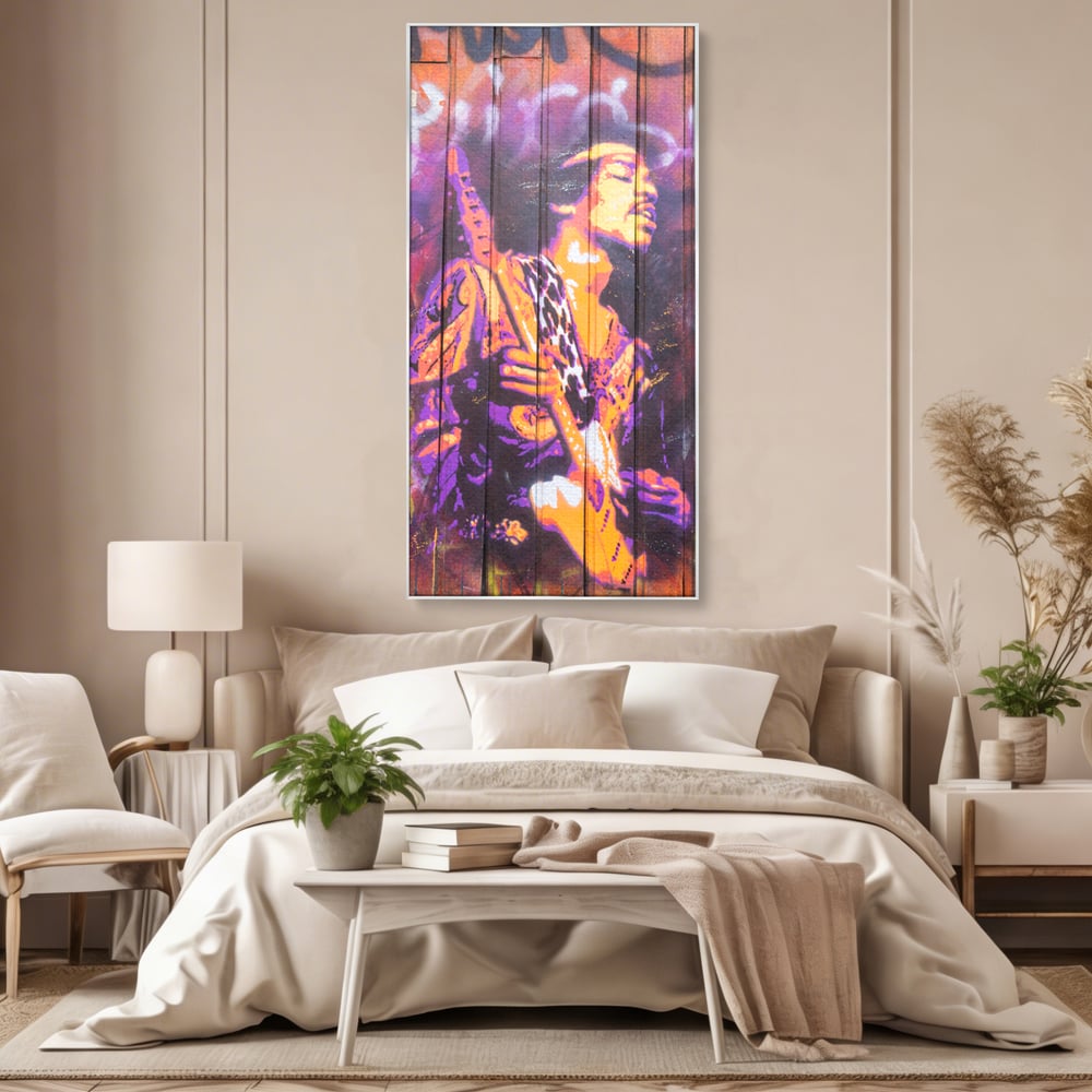 Tablou Canvas Premium, LuxCanva® C1065, Jimi Hendrix, Artist, Chitara, Muzician, Living Room, Office, Relaxare, Culori Vibrante