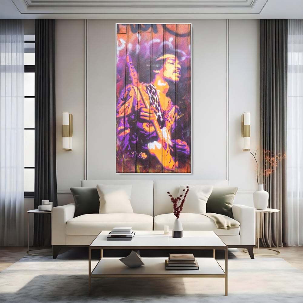 Tablou Canvas Premium, LuxCanva® C1065, Jimi Hendrix, Artist, Chitara, Muzician, Living Room, Office, Relaxare, Culori Vibrante